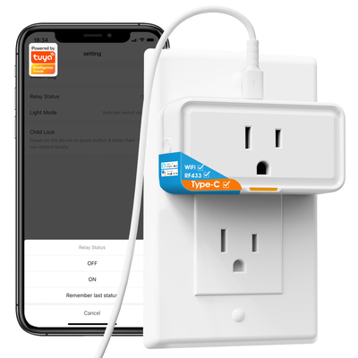 Tuya ổ cắm Power Monitor Plug APP Voice Làm việc với Alexa Google Home Smart Type c WiFi RF433 Outlet Plug