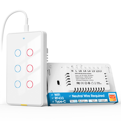 Tuya Wifi Switch Type C Thời gian ứng dụng giọng nói Alexa Google Home Smart Home Wireless WiFi RF433 US Wall Touch Switch