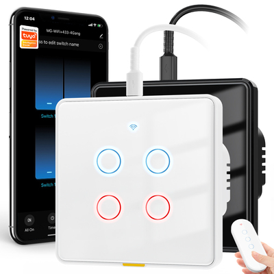 Tuya Wi-Fi Switch Type c Thời gian ứng dụng giọng nói Google Home Smart Home EU Light Touch Wall WIFI RF433 110-240v Alexa Switch