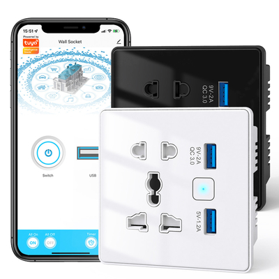 Tuya Wifi tường Smart Socket tempered Glass sạc nhanh 3.0 USB Smart Home tự động hóa Google Home Alexa phổ quát Mỹ EU UK Plug