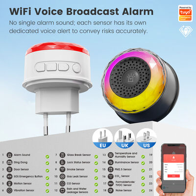 Mua Tuya Wifi Siren thông minh cho an ninh nhà cảm biến báo động âm thanh và ánh sáng EU Mỹ Anh Plug Smart Home Life APP cho rung động CO VOC PIR cảm biến sự hiện diện của con người sản xuất trực tuyến