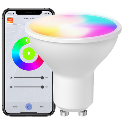 Giá tốt. Đèn thông minh RGBCW 5W Đèn tắt điều khiển từ xa Làm việc với Alexa Google Home Tuya GU10 WiFi Đèn thông minh Đèn LED trực tuyến