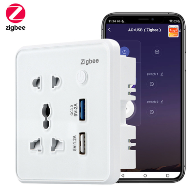Giá tốt. Zigbee Wall Smart Socket Glass tempered Quick Fast Charger 3.0 Usb Sạc thời gian Google Home Alexa TuyaUS EU UK Plug trực tuyến