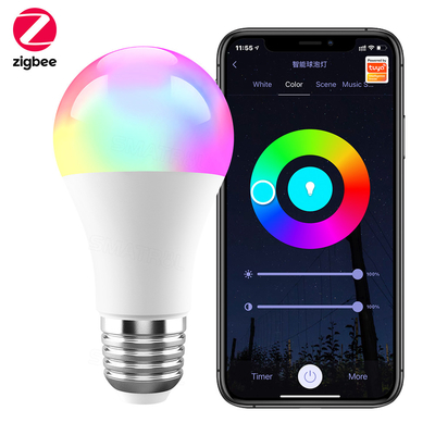 Giá tốt. Tuya Zigbee 10W bóng đèn thông minh E27 RGB đèn LED Đảm độ thời gian Smart Life APP Điều khiển giọng nói cho Google Home Alexa trực tuyến