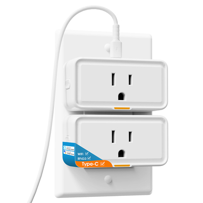 Giá tốt. Tuya Smart Socket với giám sát nguồn, WiFi và RF433 Plug, Type C Outlet, App và Voice Control, tương thích với Alexa và Google Home trực tuyến