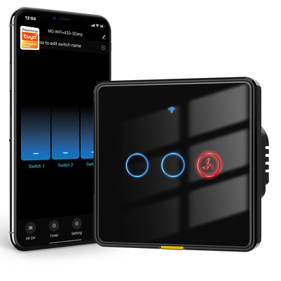 Giá tốt. Tuya Smart WiFi RF433 Timer Switch cho quạt và đèn treo Không cần dây trung lập, Voice Control Wall Switch trực tuyến