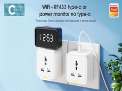 Tuya Ổ cắm đa năng Type-C 16A WiFi RF433 Bộ chuyển đổi du lịch Tuya Smart Home Plug